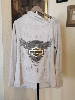 Harley-Davidson 115th Anniversary Women's M Hooded Cowl Neck Long Sleeve Shirt